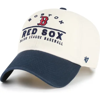 Böjd keps beige och marinblå justerbar Clean Up Windham Boston Red Sox MLB av 47 Brand