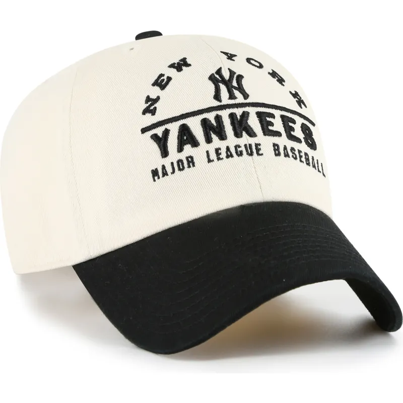 buet-beige-og-sort-justerbar-kasket-clean-up-windham-fra-new-york-yankees-mlb-fra-47-brand