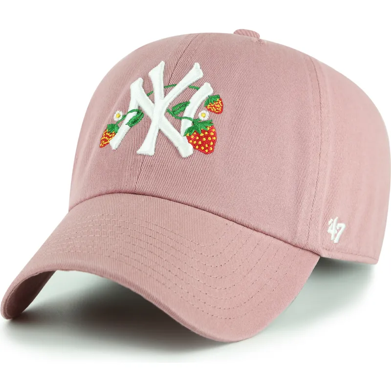 casquette-courbee-rose-ajustable-clean-up-icon-alt-strawberry-new-york-yankees-mlb-47-brand