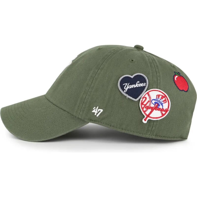 grune-verstellbare-curved-cap-clean-up-badges-der-new-york-yankees-mlb-von-47-brand