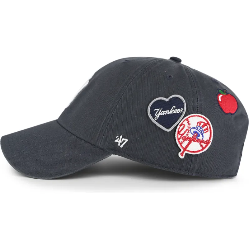 marineblaue-verstellbare-curved-cap-clean-up-badges-vintage-der-new-york-yankees-mlb-von-47-brand