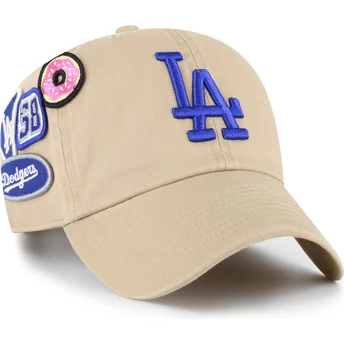 Cappellino curva khaki regolabile Clean Up Badges dei Los Angeles Dodgers MLB di 47 Brand