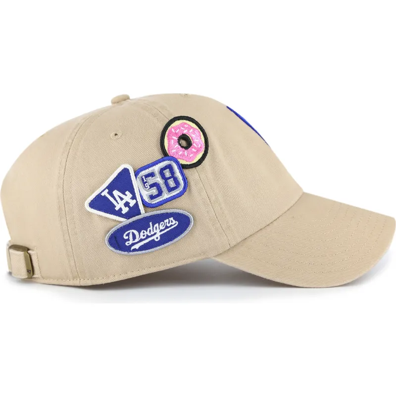 cappellino-curva-khaki-regolabile-clean-up-badges-dei-los-angeles-dodgers-mlb-di-47-brand