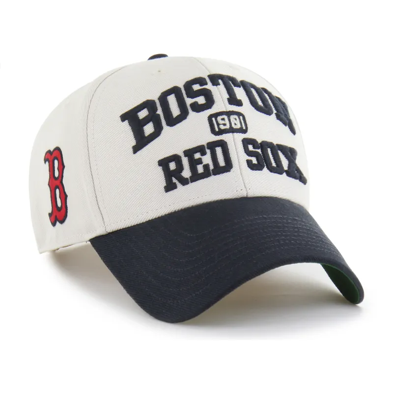 casquette-courbee-beige-et-bleue-marine-ajustable-mvp-broke-line-boston-red-sox-mlb-47-brand