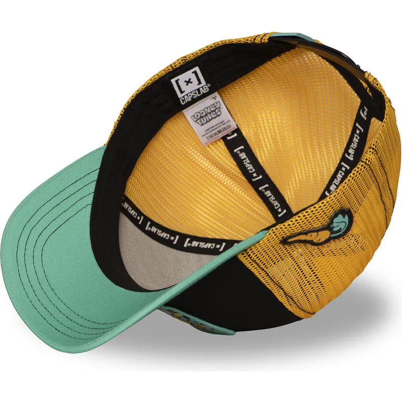 cappellino-trucker-nero-giallo-e-verde-bugs-bunny-loo13-bugb-looney-tunes-di-capslab