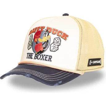 Cappellino trucker beige e blu marino Daffy Duck LOO13 PCSMCBB Looney Tunes di Capslab
