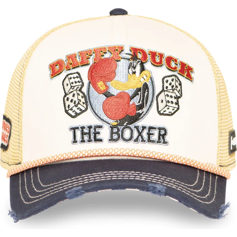 casquette-trucker-beige-et-bleue-marine-daffy-duck-loo13-pcsmcbb-looney-tunes-capslab