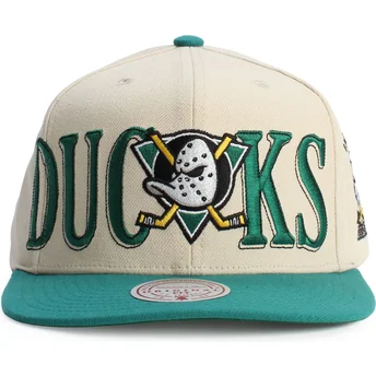 Zielono-beżowa płaska czapka snapback Across The Board Anaheim Ducks NHL od Mitchell & Ness