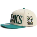 mitchell-ness-flat-brim-across-the-board-anaheim-ducks-nhl-green-and-beige-snapback-cap