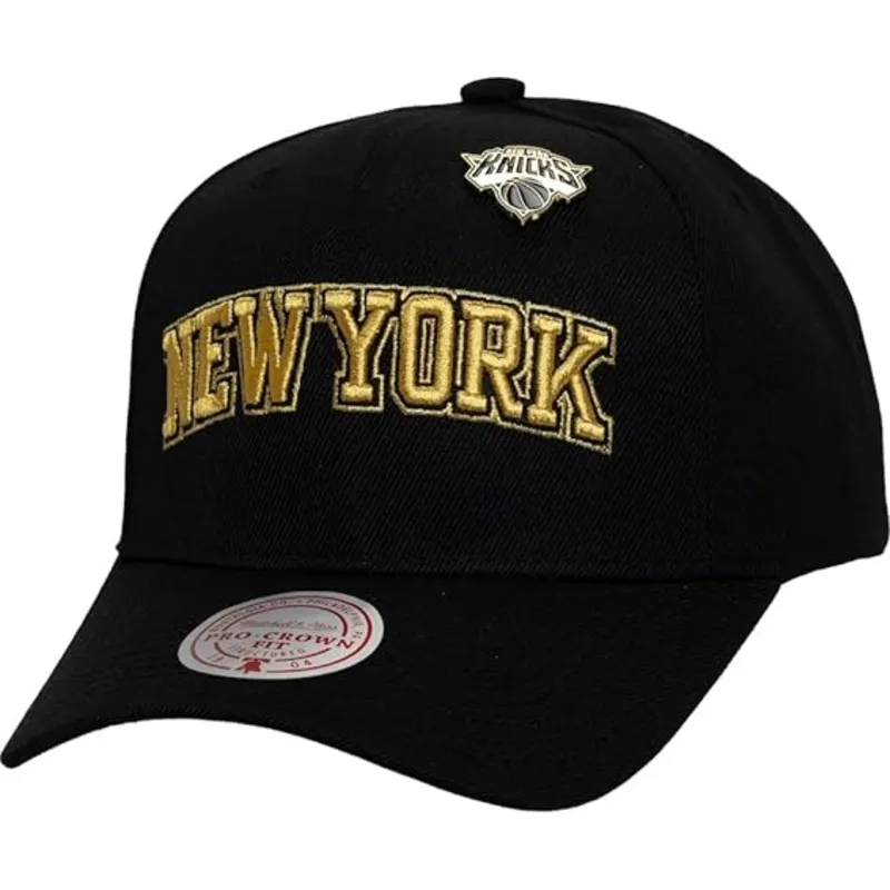 schwarze-gebogene-snapback-kappe-pinned-gold-pro-der-new-york-knicks-nba-von-mitchell-ness