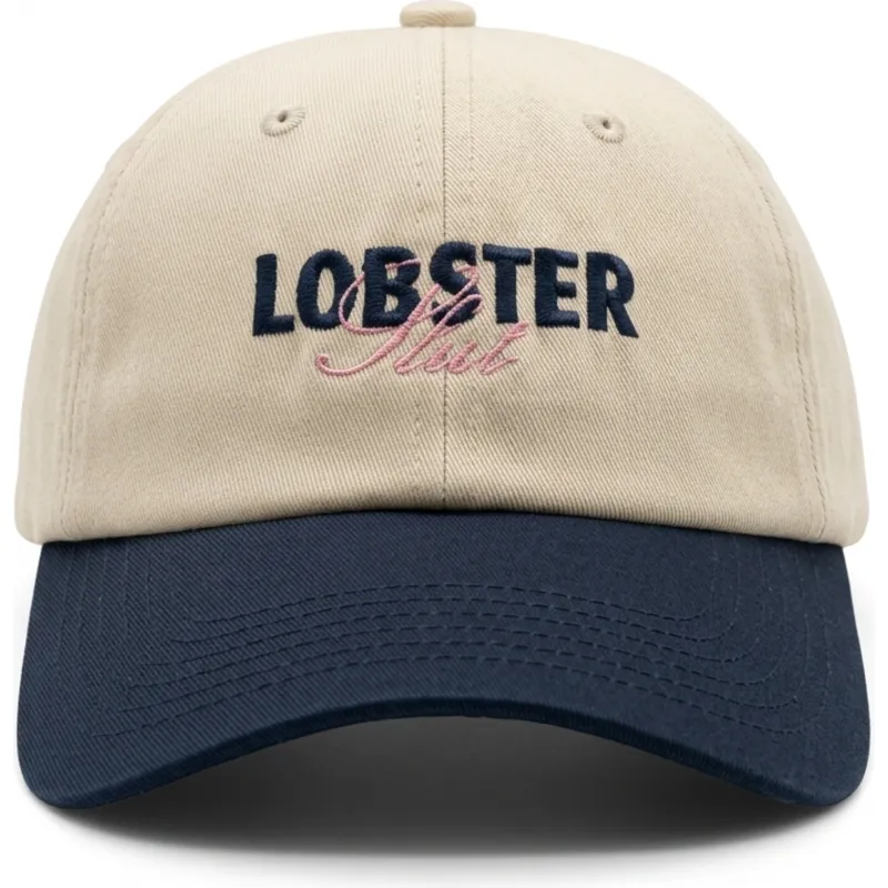 bezowa-i-granatowa-regulowana-czapka-z-daszkiem-lobster-slut-od-pica-pica