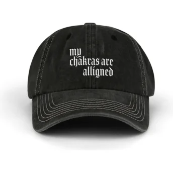 Czarna zakrzywiona czapka regulowana Alligned Chakras Distressed Washed od Pica Pica