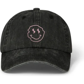 Cappellino curvo nero regolabile Smiley Washed di Pica Pica