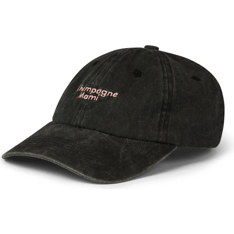 casquette-courbee-noire-ajustable-champagne-mami-washed-pica-pica