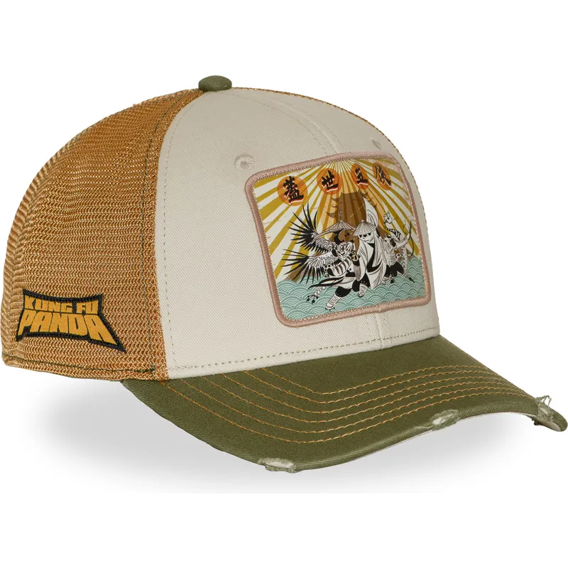 gorra-trucker-beige-y-verde-kfp-dra-kung-fu-panda-de-capslab