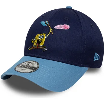 Casquette courbée bleue snapback pour enfant 9FORTY Bob l'éponge New Era