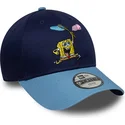 blaue-gebogene-snapback-kappe-fur-kinder-9forty-von-spongebob-von-new-era