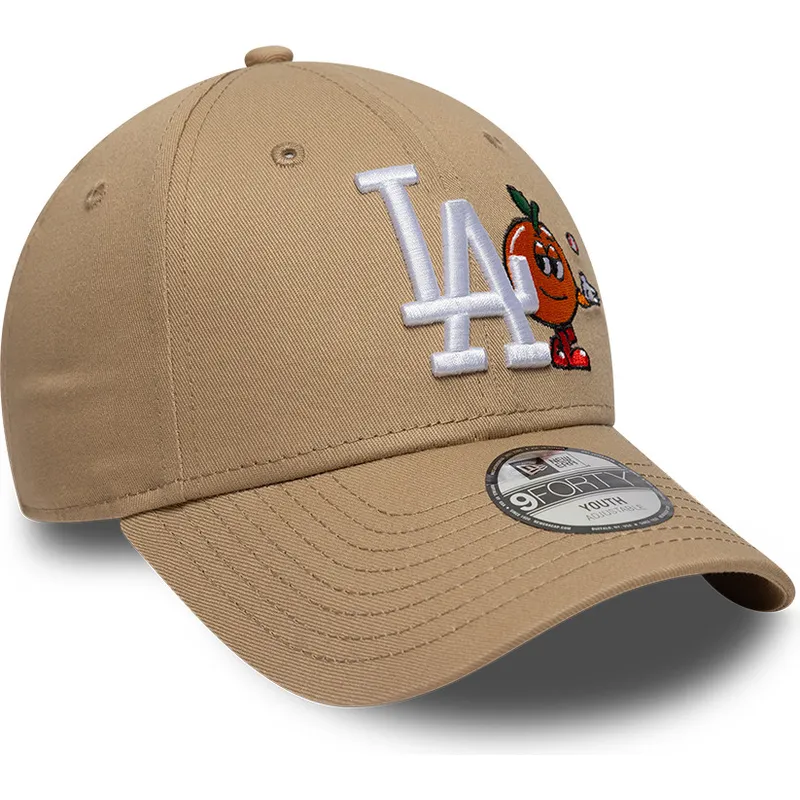 bezowa-zakrzywiona-czapka-regulowana-dla-chlopca-9forty-icon-los-angeles-dodgers-mlb-new-era