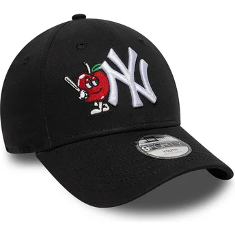New Era Curved Brim Youth 9FORTY Icon New York Yankees MLB Black Adjustable Cap