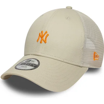 Beige justerbar trucker-keps med orange logotyp för barn 9FORTY Homefield New York Yankees MLB från New Era