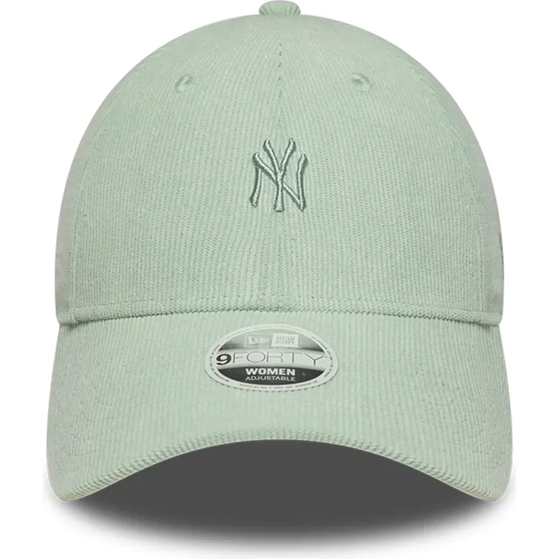 new-era-curved-brim-women-9forty-mini-cord-new-york-yankees-mlb-green-adjustable-cap