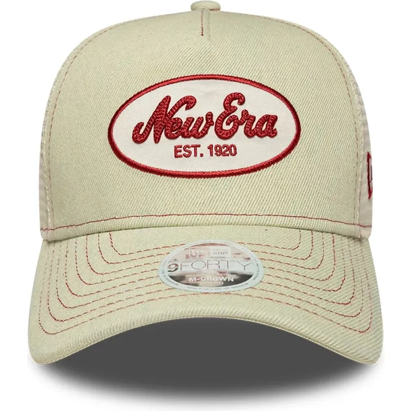 casquette-trucker-beige-pour-femme-9forty-m-crown-a-frame-new-era