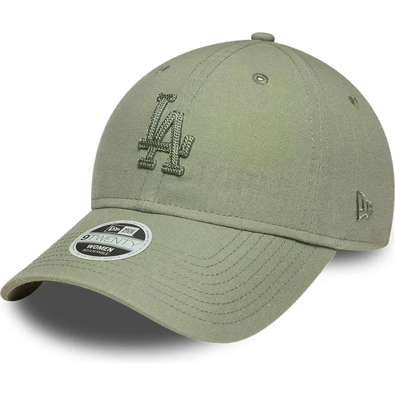 casquette-courbee-verte-ajustable-avec-logo-vert-pour-femme-9twenty-midi-linen-los-angeles-dodgers-mlb-new-era