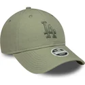 casquette-courbee-verte-ajustable-avec-logo-vert-pour-femme-9twenty-midi-linen-los-angeles-dodgers-mlb-new-era