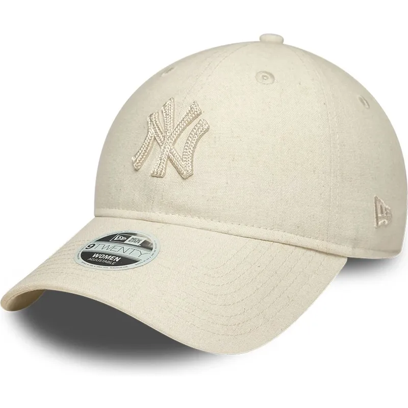 gorra-curva-beige-ajustable-con-logo-beige-para-mujer-9twenty-midi-linen-de-new-york-yankees-mlb-de-new-era