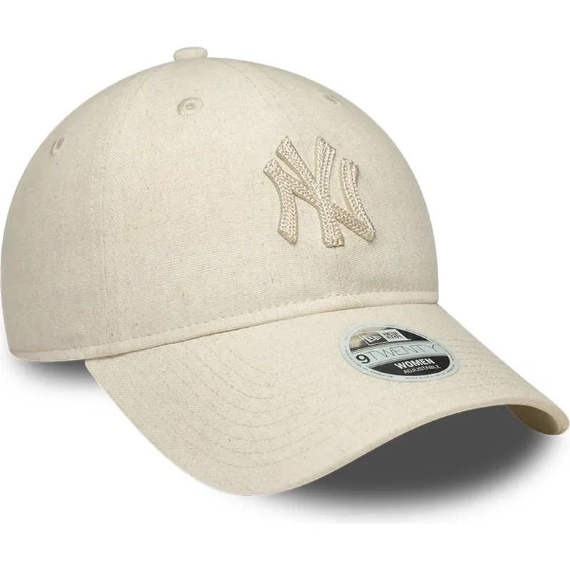 bezowa-regulowana-czapka-z-daszkiem-z-bezowym-logo-dla-kobiet-9twenty-midi-linen-new-york-yankees-mlb-new-era