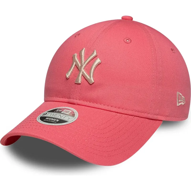 rosa-bojd-justerbar-keps-med-beige-logotyp-for-dam-9twenty-league-essential-midi-fran-new-york-yankees-mlb-av-new-era