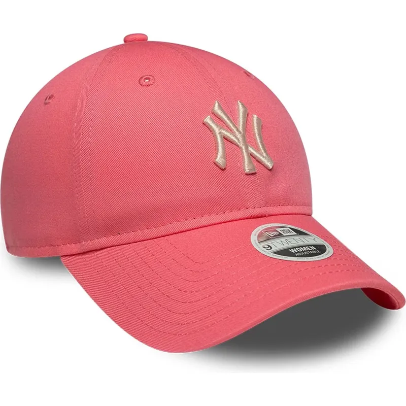rosa-bojd-justerbar-keps-med-beige-logotyp-for-dam-9twenty-league-essential-midi-fran-new-york-yankees-mlb-av-new-era