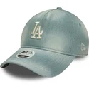 cappellino-curvo-blu-regolabile-da-donna-9twenty-a-frame-denim-dei-los-angeles-dodgers-mlb-di-new-era