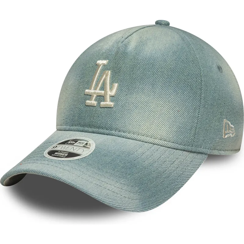 cappellino-curvo-blu-regolabile-da-donna-9twenty-a-frame-denim-dei-los-angeles-dodgers-mlb-di-new-era