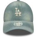 cappellino-curvo-blu-regolabile-da-donna-9twenty-a-frame-denim-dei-los-angeles-dodgers-mlb-di-new-era