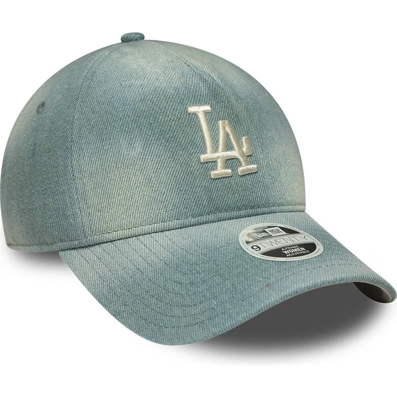 casquette-courbee-bleue-ajustable-pour-femme-9twenty-a-frame-denim-los-angeles-dodgers-mlb-new-era
