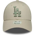 casquette-courbee-beige-ajustable-avec-logo-vert-pour-femme-9forty-league-essential-los-angeles-dodgers-mlb-new-era