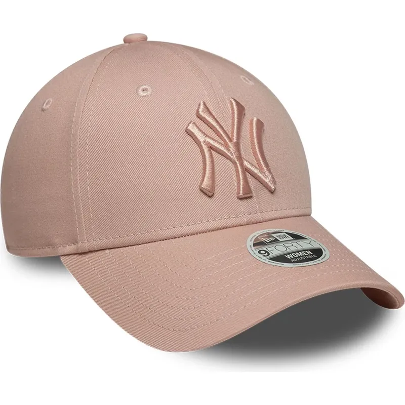 casquette-courbee-rose-ajustable-avec-logo-rose-pour-femme-9forty-league-essential-new-york-yankees-mlb-new-era