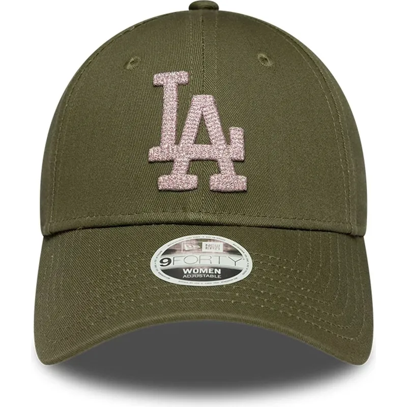 cappellino-con-visiera-curva-verde-regolabile-da-donna-9forty-metallic-dei-los-angeles-dodgers-mlb-di-new-era