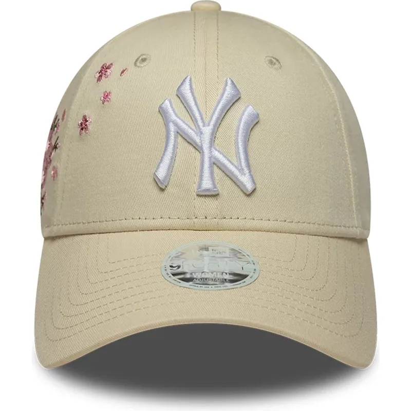 gorra-curva-beige-ajustable-para-mujer-9forty-floral-icon-side-de-new-york-yankees-mlb-de-new-era
