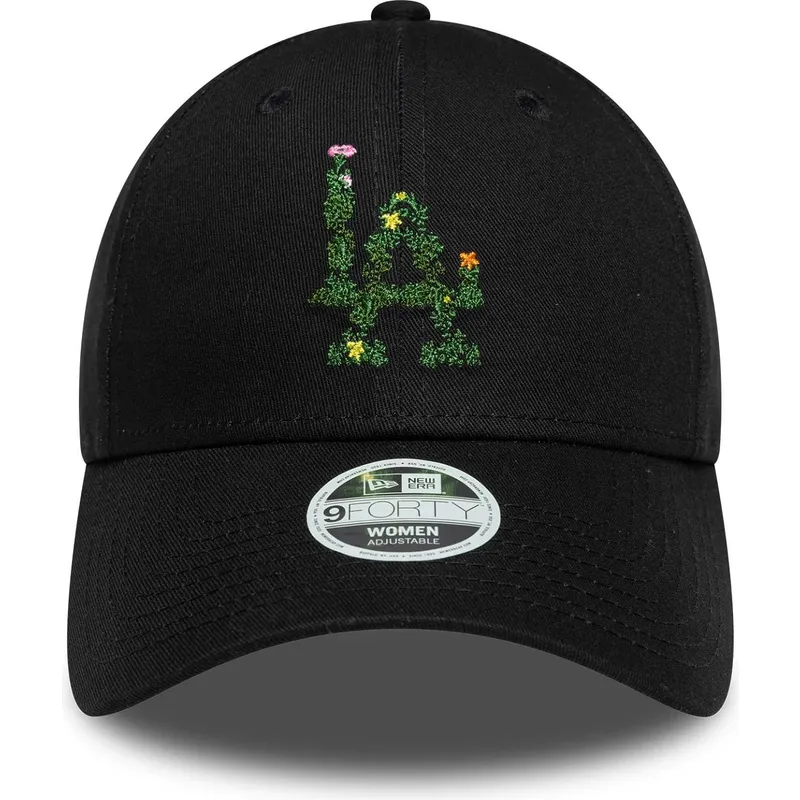 cappellino-curvo-nero-regolabile-da-donna-9forty-floral-infill-dei-los-angeles-dodgers-mlb-di-new-era
