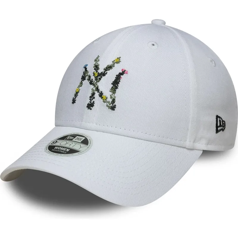 cappellino-curvo-bianco-regolabile-da-donna-9forty-floral-infill-dei-new-york-yankees-mlb-di-new-era