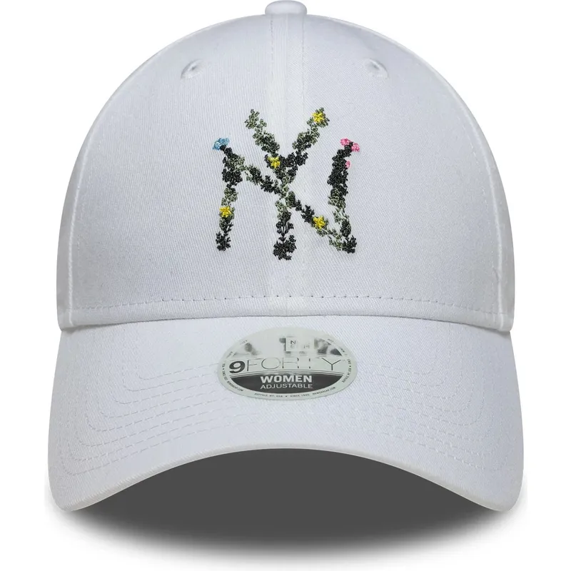 vit-justerbar-kurvad-keps-for-dam-9forty-floral-infill-fran-new-york-yankees-mlb-av-new-era