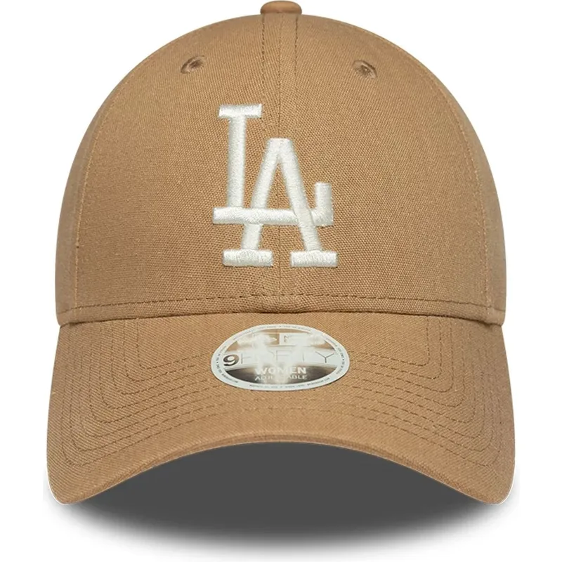 casquette-courbee-marron-ajustable-pour-femme-9forty-linen-los-angeles-dodgers-mlb-new-era
