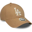cappellino-curvo-marrone-regolabile-da-donna-9forty-linen-dei-los-angeles-dodgers-mlb-di-new-era