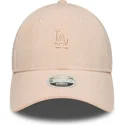rosafarbene-verstellbare-curved-cap-mit-rosa-logo-fur-damen-9forty-mini-cord-der-los-angeles-dodgers-mlb-von-new-era