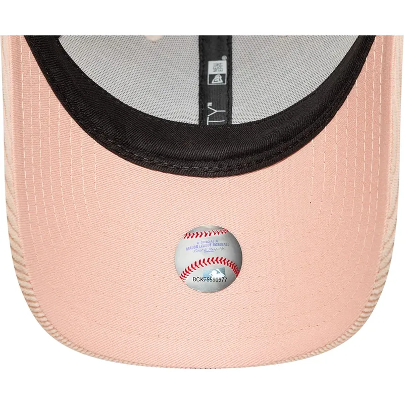 new-era-curved-brim-women-pink-logo-9forty-mini-cord-los-angeles-dodgers-mlb-pink-adjustable-cap