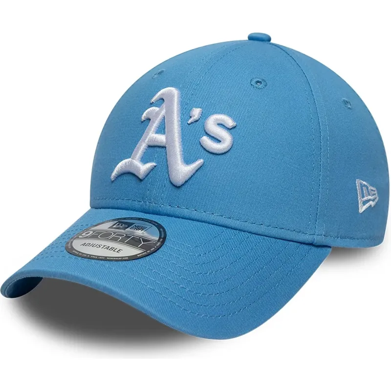 cappellino-visiera-curva-azzurro-regolabile-9forty-league-essential-di-oakland-athletics-mlb-di-new-era
