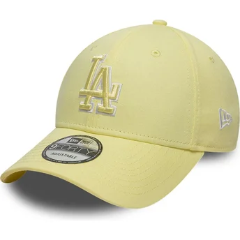 Cappellino con visiera curva giallo regolabile con logo giallo 9FORTY Team Outline dei Los Angeles Dodgers MLB di New Era