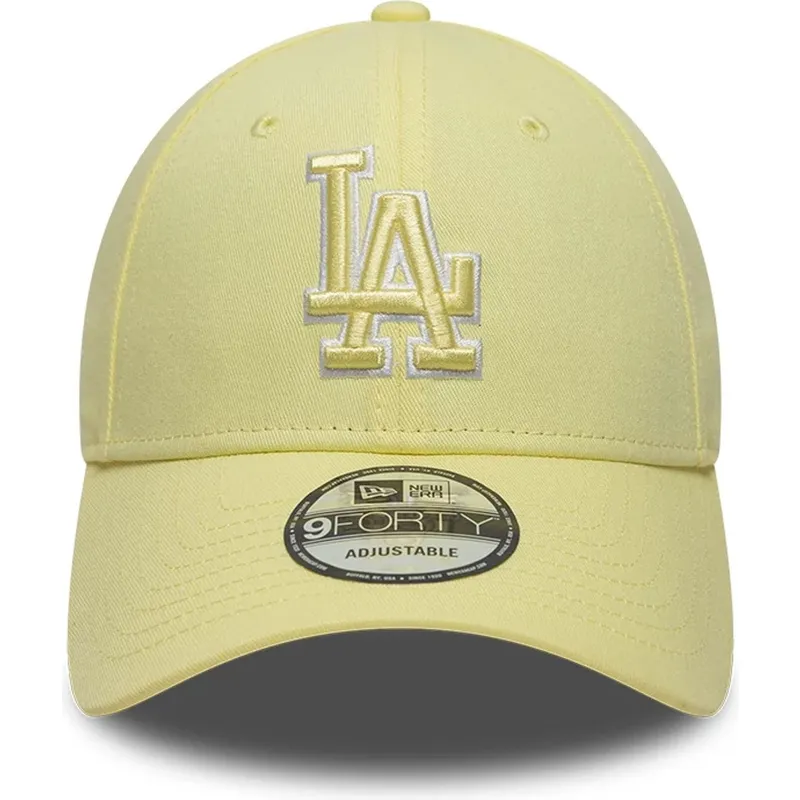 new-era-curved-brim-yellow-logo-9forty-team-outline-los-angeles-dodgers-mlb-yellow-adjustable-cap
